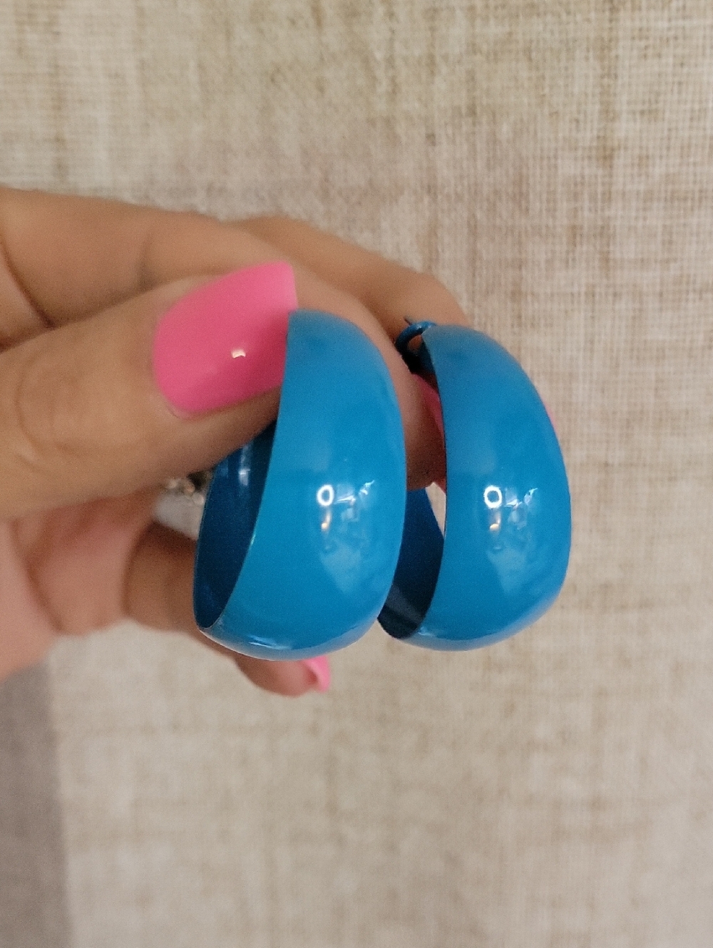 Bright Blue Chunky Hoop Earrings